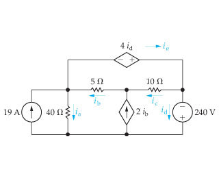 Find the branch currents ia?ie for the circuit
sho
